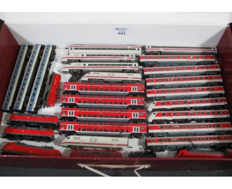 A collection of Fleischmann German N gauge models of locomotives and carriages (unboxed). (28 items approx).
(B.P. 24% incl. 