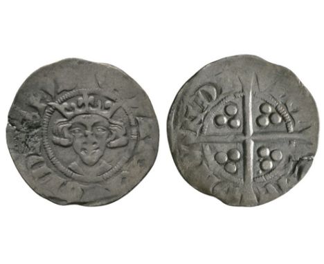 1320-1333 AD. Class 15b. Obv: facing bust with +EDWAR R ANGL DNS HYB legend. Rev: long cross and pellets with VILL SCIE DMV N