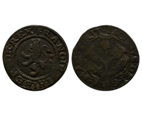 1567-1625 AD. Type I (1614 issue"). Obv: thistle with IACOBVS DEI GRA MAG BRIT legend. Rev: lion with FRANCIE ET HIBERNIE REX