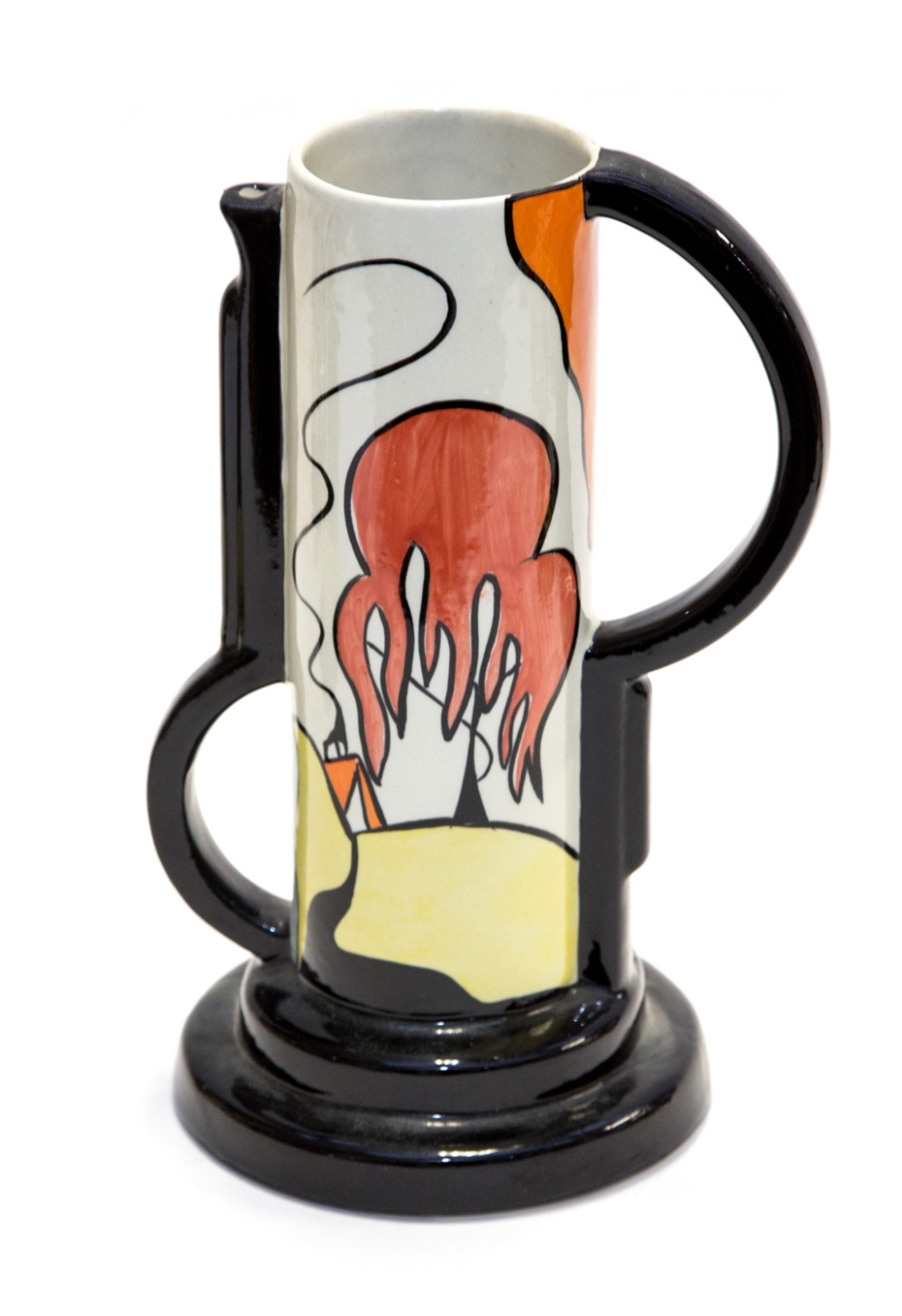 Lorna Bailey for Old Ellgreave Pottery, a Dingle, Porthill pattern jug, of puzzle form with loope Lorna Bailey for Old Ellgreave Pottery, a Dingle, Porthill pattern jug, of puzzle form with loope