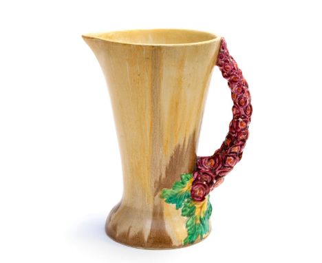 Clarice Cliff, a My Garden pattern lemonade jug, the handle modelled as a garland of flowers, Bizarre, Newport marks to base,