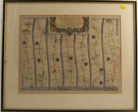 An Ogilby road map, Hereford to Leicester, 14ins x 18ins