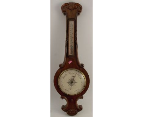 A 19th century rosewood banjo barometer, height 35ins
