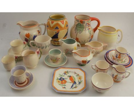 A collection of 20th century ceramics, to include cups, saucers, jugs etc, with stamps for Susie Cooper, Royal Winton etc