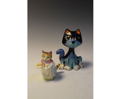 Beswick Beatrix Potter 'Ribby' ceramic figure, together with Lorna Bailey cat, 14cm high  