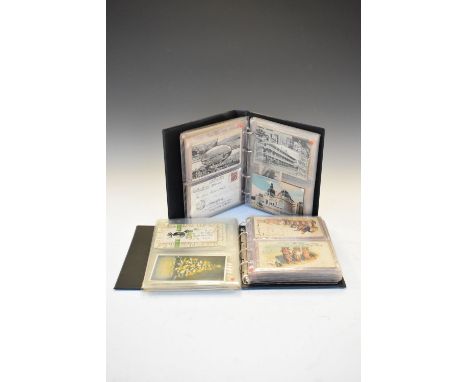 Postcards - Two albums to include; World War I silks, greetings, Louis Wain, Mabel Lucie Attwell, etc  