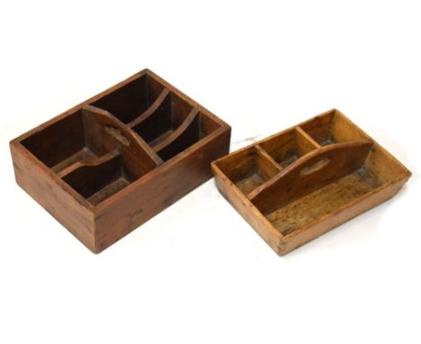 Two vintage pine trugs  