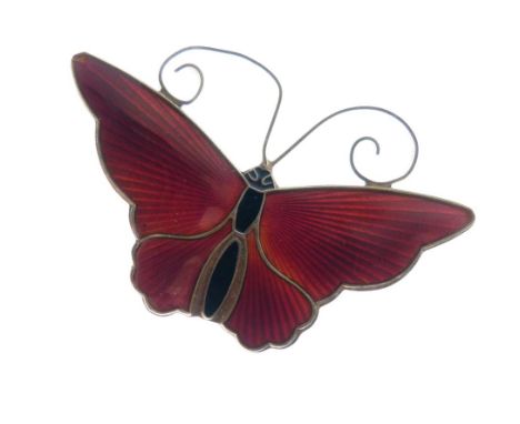 David Andersen - Norwegian sterling silver and enamel butterfly brooch stamped David Andersen Norway Sterling 925 S, 44mm wid