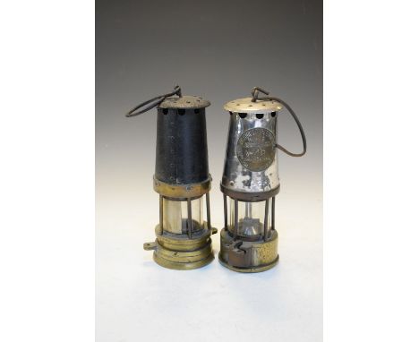 Two early 20th Century brass lanterns, one with plaque The Protector Lamp &amp; Lighting Co Ltd, Eccles, Manchester No.48 Typ