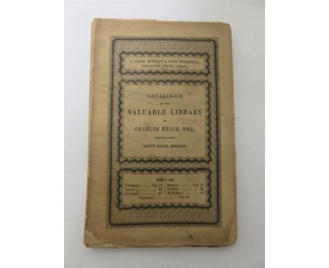 Catalogue of the Valuable Library of Charles Meigh, removed from Grove House, Shelton... which will by sold by auction, by Me