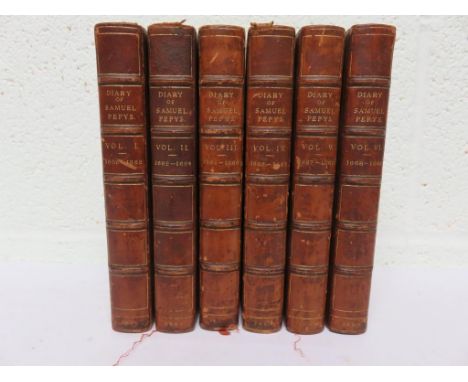 The Diary of Samuel Pepys, with notes by Richard Lord Braybrooke - 1889, six vols, full calf the spines with raised bands and