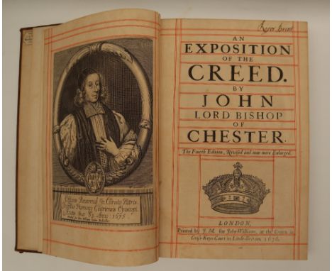 Pearson (John) An Exposition of the Creed by John Lord Bishop of Chester. Engraved portrait frontispiece &amp; red ruled titl