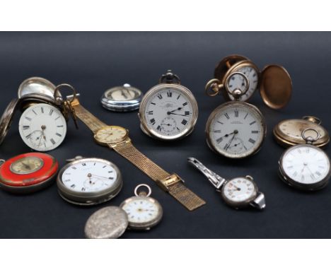 A late Victorian silver open faced pocket watch, the enamel dial with Roman numerals and a seconds subsidiary dial inscribed 