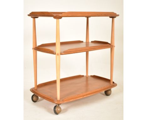 Lucian Ercolani - Ercol - Model 458 - A retro 20th century beech and elm three tier serving tea trolley / cocktail drinks tro