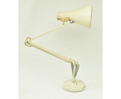 Herbert Terry &amp; Sons - Model 90 - A retro mid 20th century anglepoise industrial work factory desk table lamp light in wh