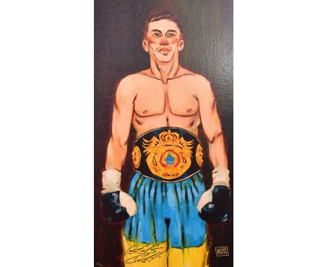 Todd White (American, b. 1969) - The Fighter - Embellished Canvas on Board. Limited edition No. 14/50. Framed. With CoA to ba