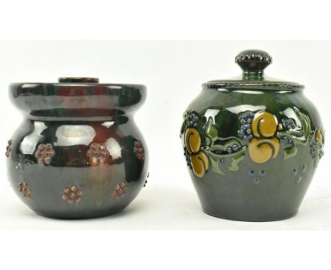 Sir Edmund Harry Elton - Elton Ware Pottery, Clevedon - Two studio art pottery glazed lidded tobacco jars. The lot comprising