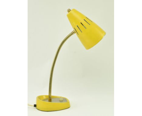 Pifco - Model 971 - A retro 1970s gooseneck desk / table lamp light. The lamp finished in a vibrant yellow colourway with con