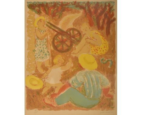 Maurice Savin (1894-1973) - Famille Aux Champs (1968). A 20th century lithograph print on Arches paper. Limited edition signe