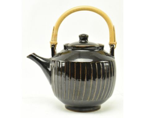 David Leach OBE (1911-2005) for Lowerdown Pottery - A studio art pottery stoneware&nbsp;cut-sided footed teapot. The teapot h