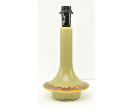 Soholm - A retro mid 20th century Danish designer studio art pottery lamp light. The lamp having slender neck and UFO body fi