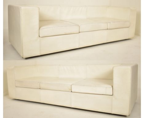 Throw Away Sofa by Willie Landels x Zanotta, Italy - A pair of vintage mid 20th century circa 1965 white leather three seater