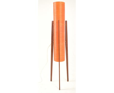 Rocket Lamp - A retro 1960s Space Age teak wood and acrylic floor standing lamp / standard light. the lamp comprising of bulb