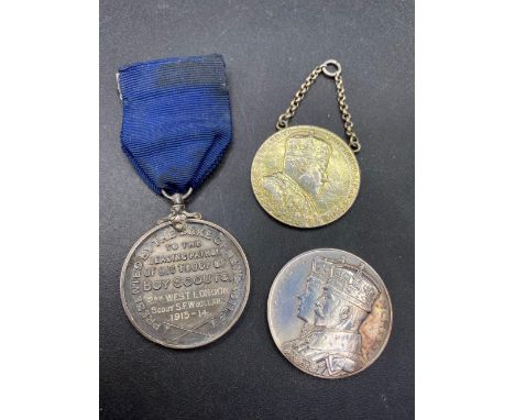 Silver 1902 Coronation Medal &amp;  Silver Jubilee  Medal 1935 Plus Scots Medal 1913/14 (3)