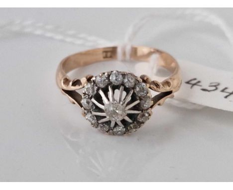 A ANTIQUE ROSE GOLD DIAMOND FLOWER HEAD RING 18CT GOLD SIZE U 3.3 GMS