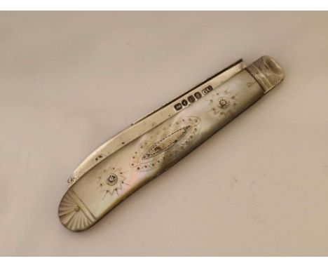 Victorian silver mounted and M O P fruit knife. Birmingham 1945 By G U