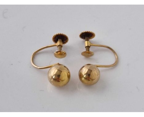 A pair of ball screw back earrings 9ct 1.5 gmd