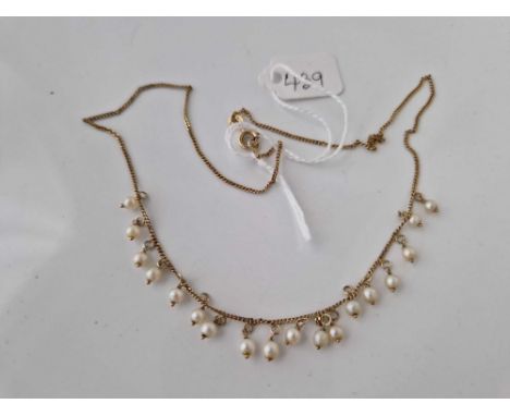 A pearl fringe necklace 9ct 16 inch