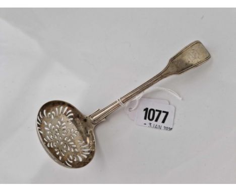 Victorian Exeter sifter spoon fiddle thread pattern, probably 1851 By R W 65gms