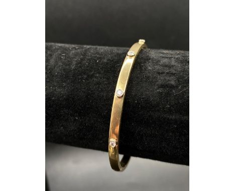 Gold Bangle set with White Sapphires  7.1g  9ct 