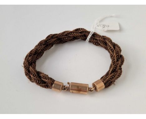 A hair bracelet with 9ct clasp 6 inch