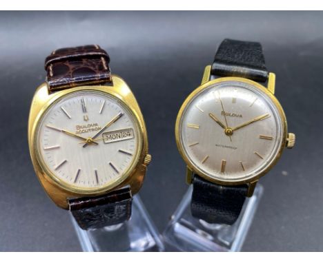 Two BULOVA wrist watches with seconds sweep and date apertures