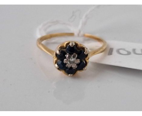 A sapphire and diamond ring 18ct gold size N 2.6 gms