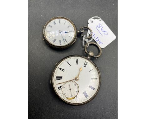 A gents silver pocket watch and ladies silver fob watch AF