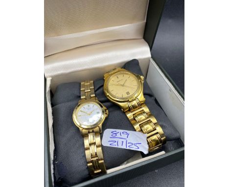 A gents and ladies GUCCI wrist watches in box