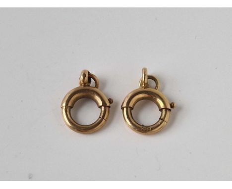 A pair of bolt ring clasps 9ct