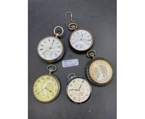 Five assorted metal pocket watches