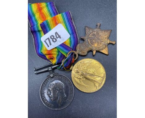 A trio of 3 WWI medals to Pte E Simmons (No.7783) of 2/WR ID E + PAX ORIS GILT Medal