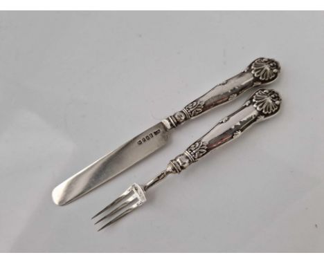 Small childs Georgian knife and fork. 5 in long. Birmingham 1834 By G U