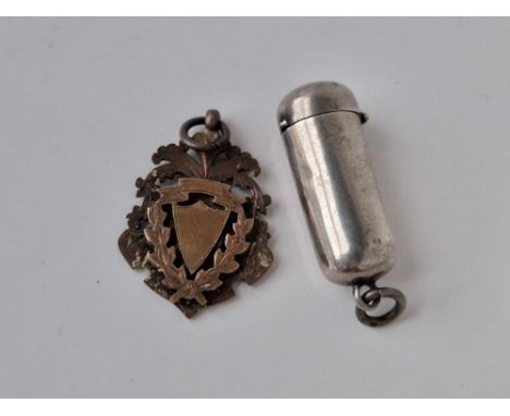 A silver case and watch fob medallion 19 gms