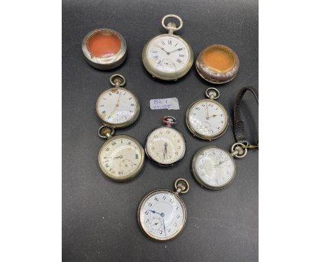 Six metal cased pocket watches