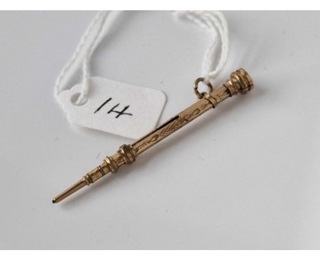 A gold cased propelling pencil with I.O.M crest