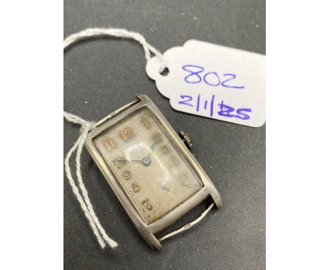 A gents deco silver wrist watch with seconds dial  