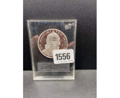 Silver Medallion Isaac Newton .999, 41g cased