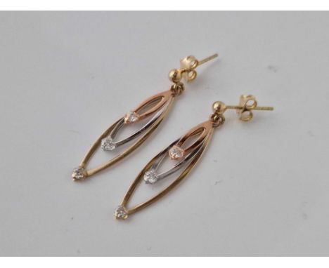 A pair of multi stone drop earrings 9ct 2.1 gms