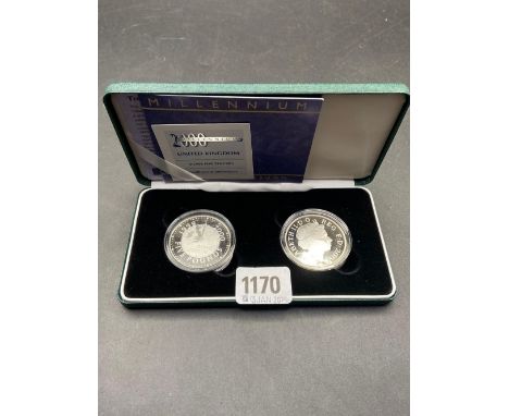 UK proof £5 coin set (2) 2000